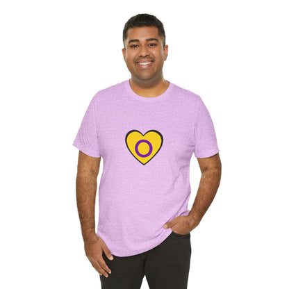 Intersex Pride Flag Heart T-Shirt – Minimalist LGBTQ+ Support Tee