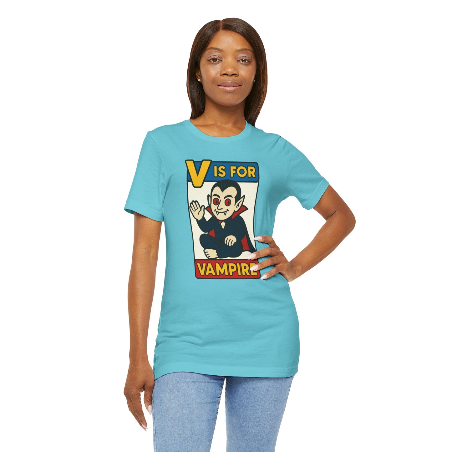 V is for Vampire T-Shirt – Funny Halloween Legend Alphabet Tee