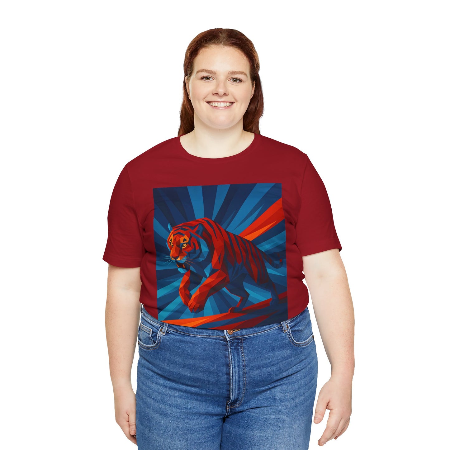 Geometric Tiger T-Shirt – Bold Jungle Animal Tee in Abstract Style - WhimSpin - https://whimspin.com