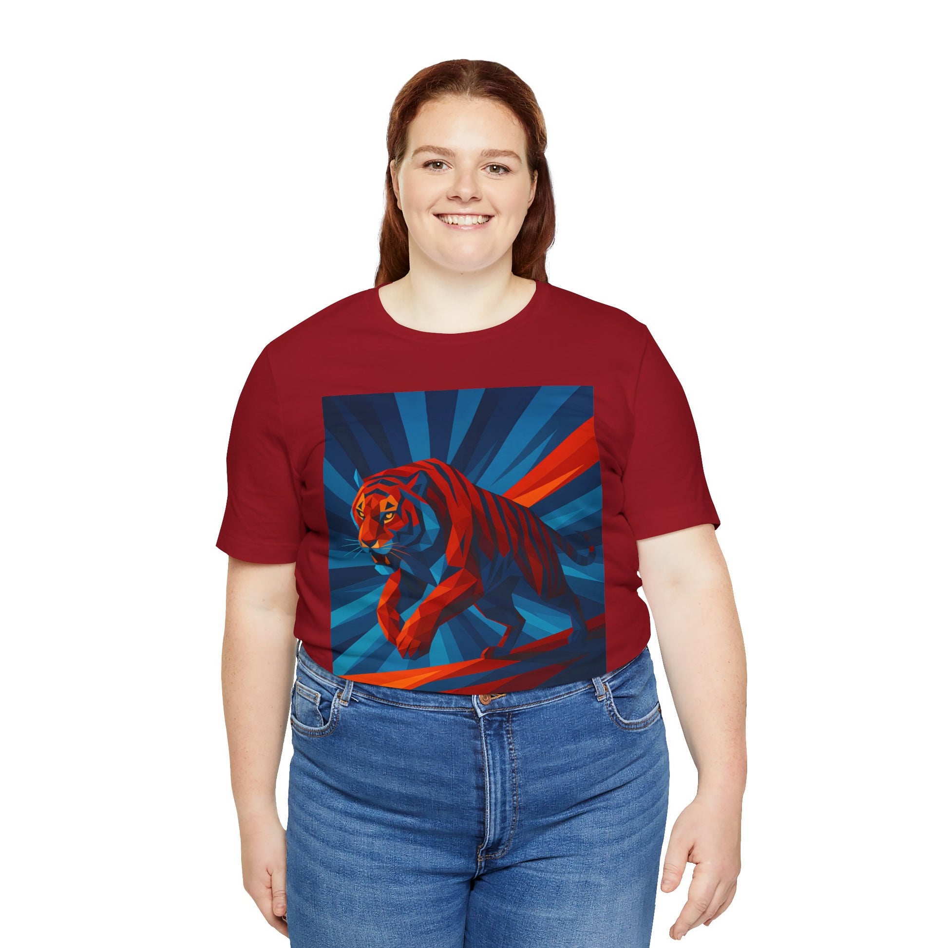 Geometric Tiger T-Shirt – Bold Jungle Animal Tee in Abstract Style - WhimSpin - https://whimspin.com