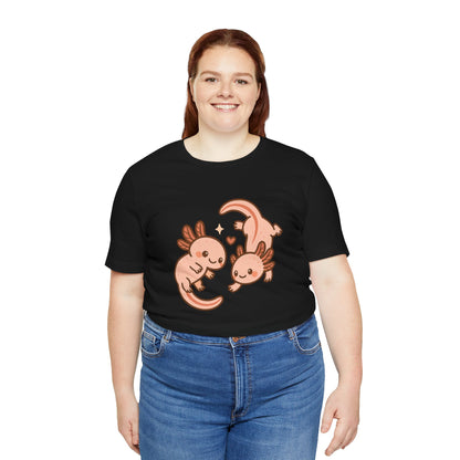 Kawaii Axolotl T-Shirt – Cute Tee with Smiling Axolotls - WhimSpin - https://whimspin.com