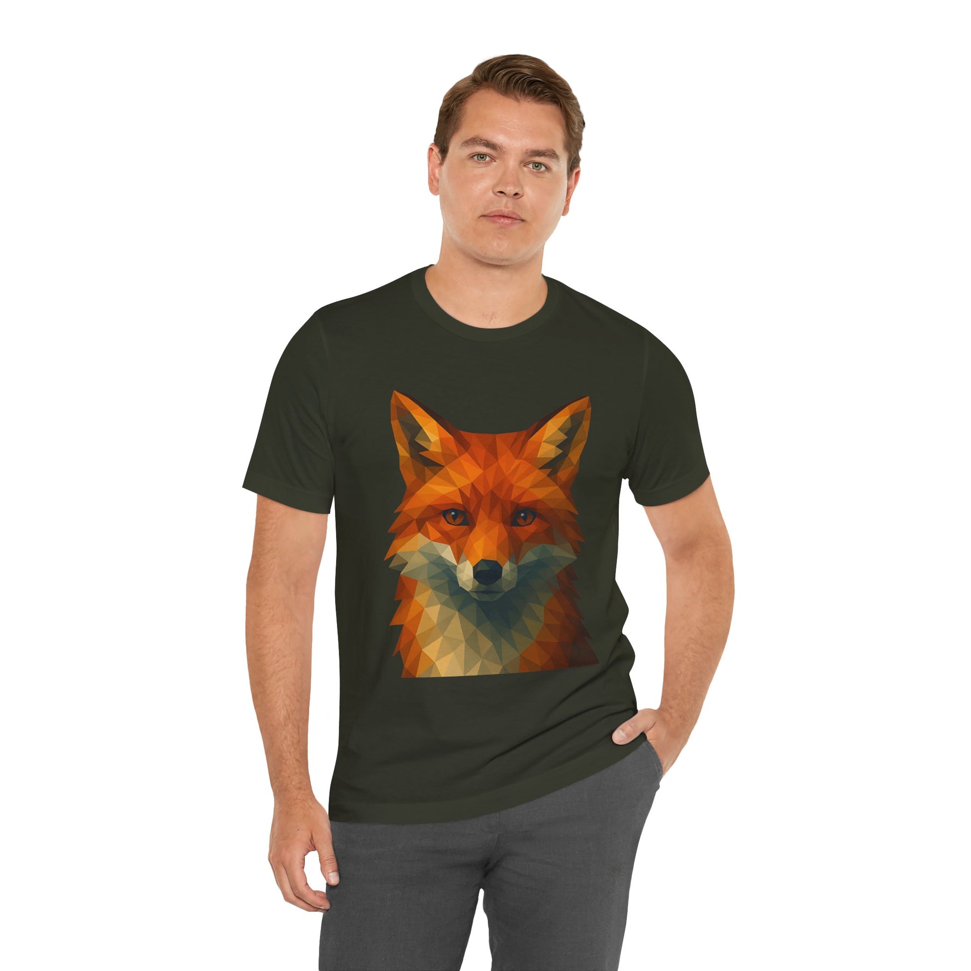 Geometric Fox T-Shirt – Polygon Animal Tee with Nature Vibes - WhimSpin - https://whimspin.com