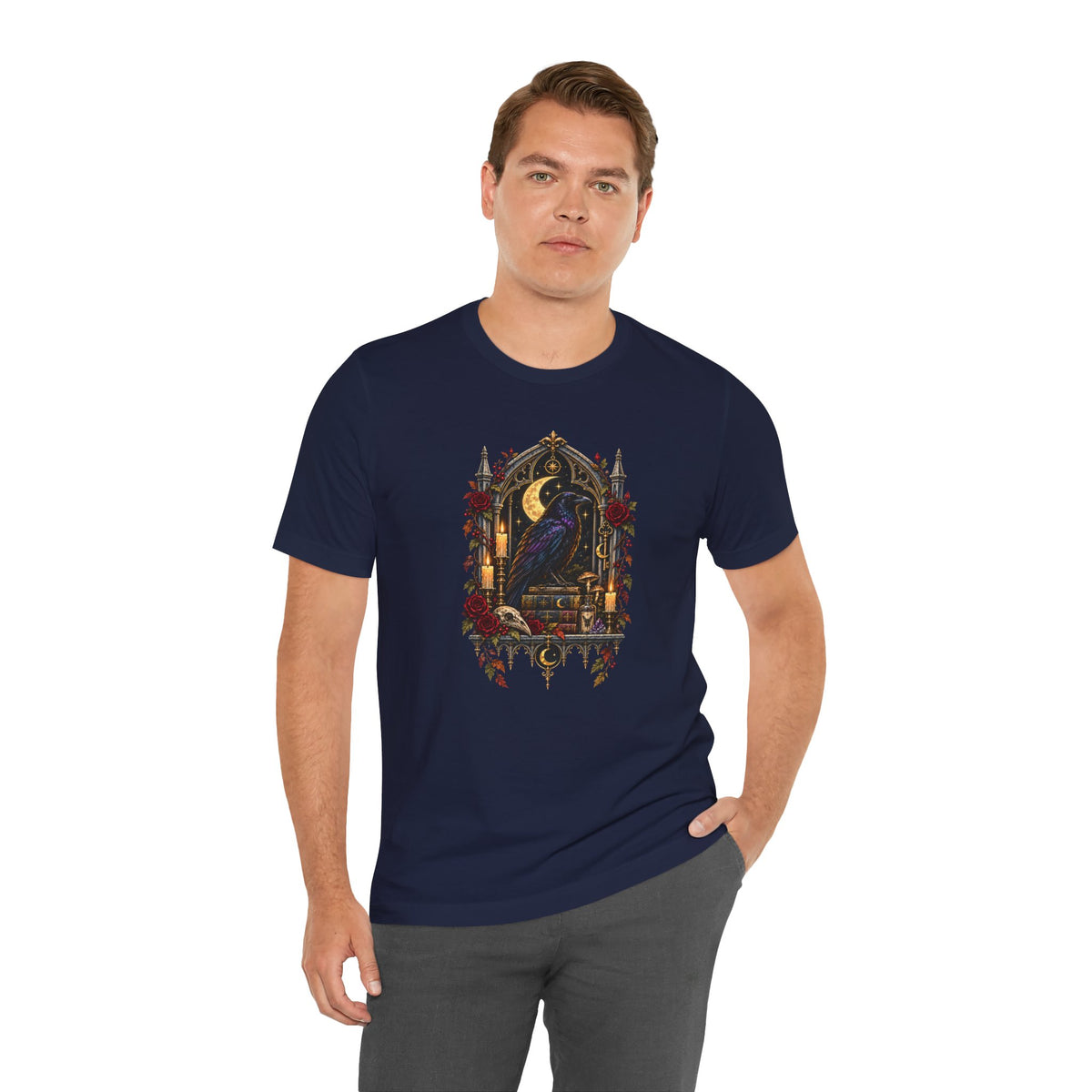 Raven’s Reliquary Tee – Gothic Moonlit Raven T-shirt