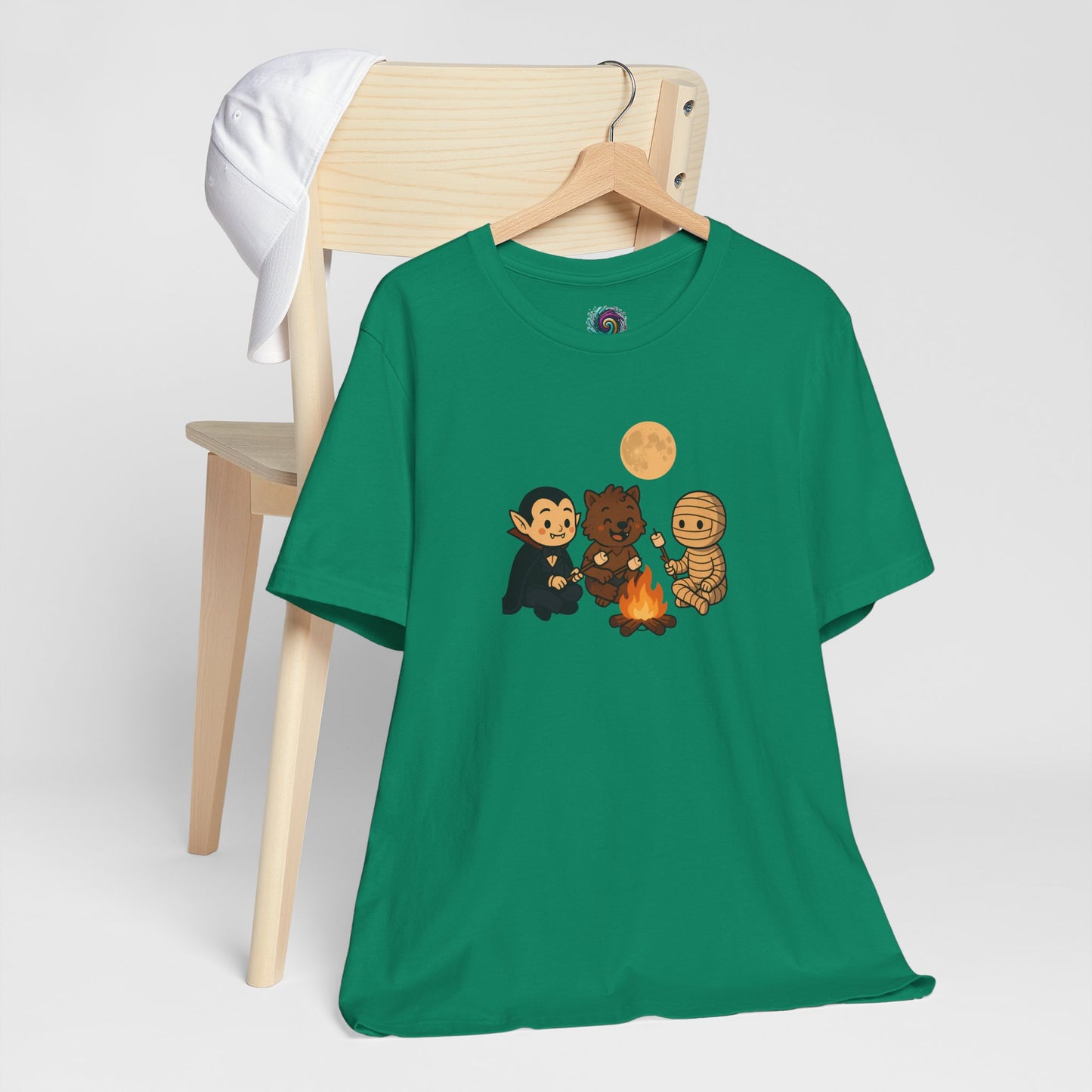 Halloween Monsters Campfire T-Shirt – Cute Monster Shirt with Roasting Marshmallows