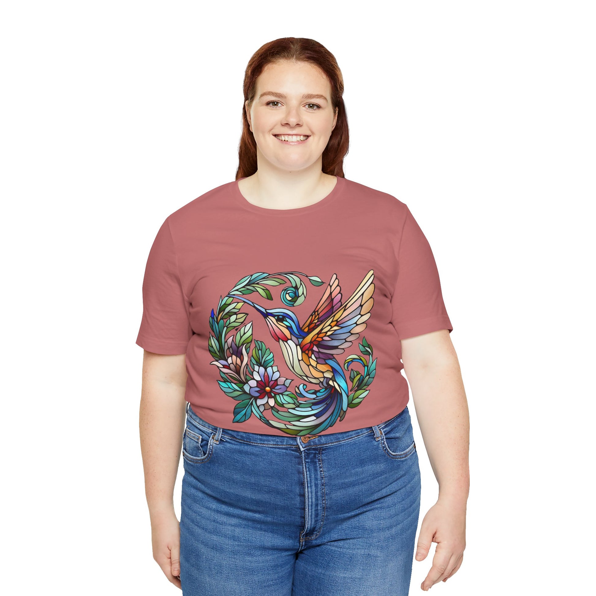 Stained Glass Hummingbird Tee – Vibrant Nature Shirt - WhimSpin - https://whimspin.com
