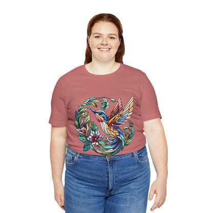 Stained Glass Hummingbird Tee – Vibrant Nature Shirt - WhimSpin - https://whimspin.com