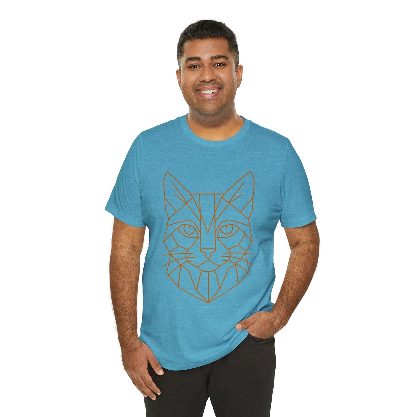 Geometric Cat T-Shirt – Minimalist Line Art Tee - WhimSpin - https://whimspin.com