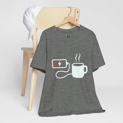 Low Battery Need Coffee Tee – Funny Caffeine Graphic T-Shirt