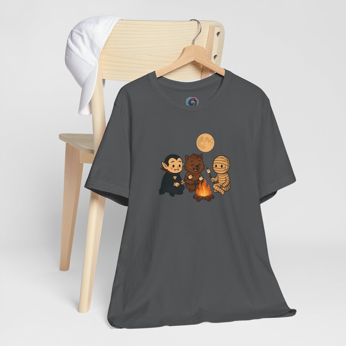 Halloween Monsters Campfire T-Shirt – Cute Monster Shirt with Roasting Marshmallows