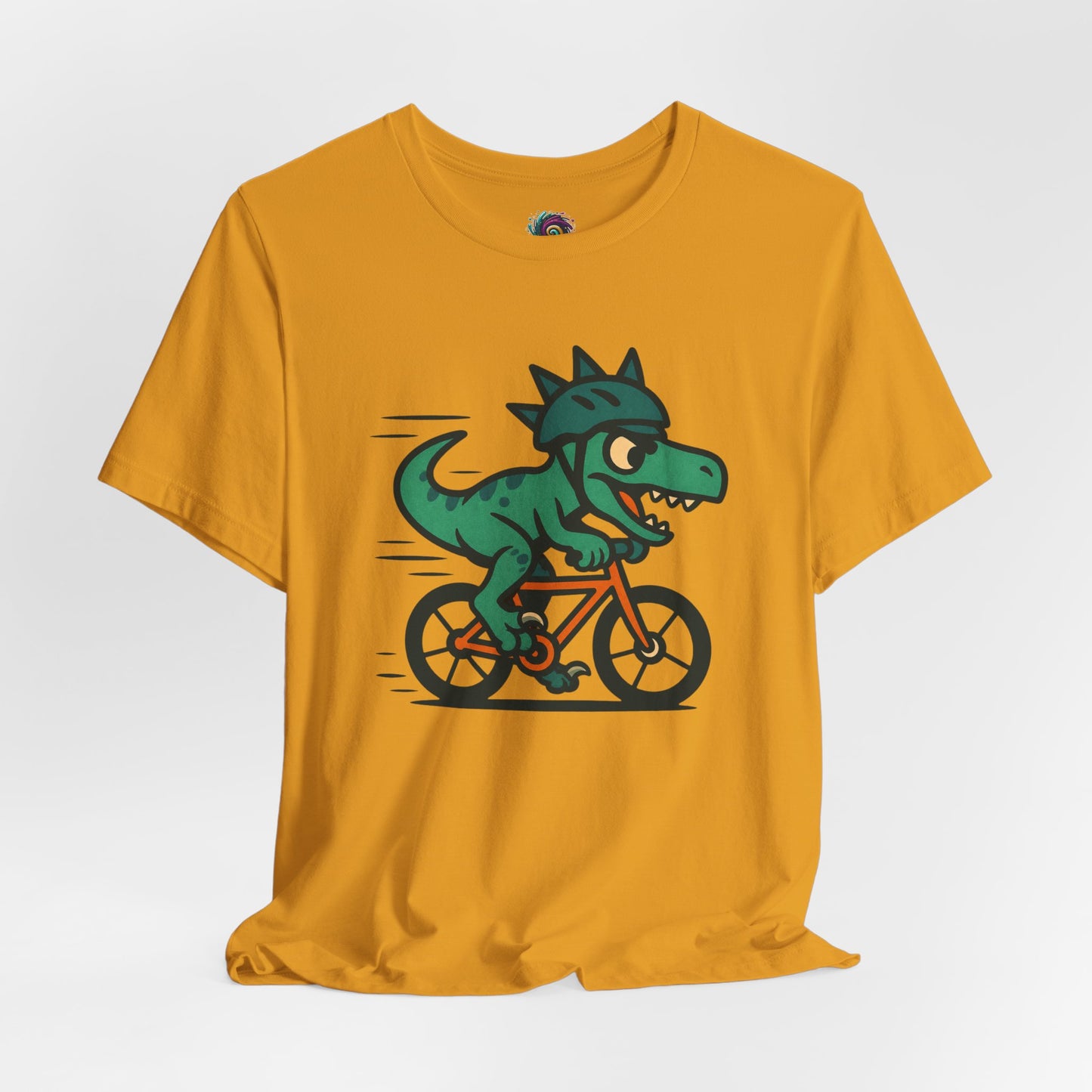 Velociraptor on a Bike T-Shirt – Funny Dino Velo Tee