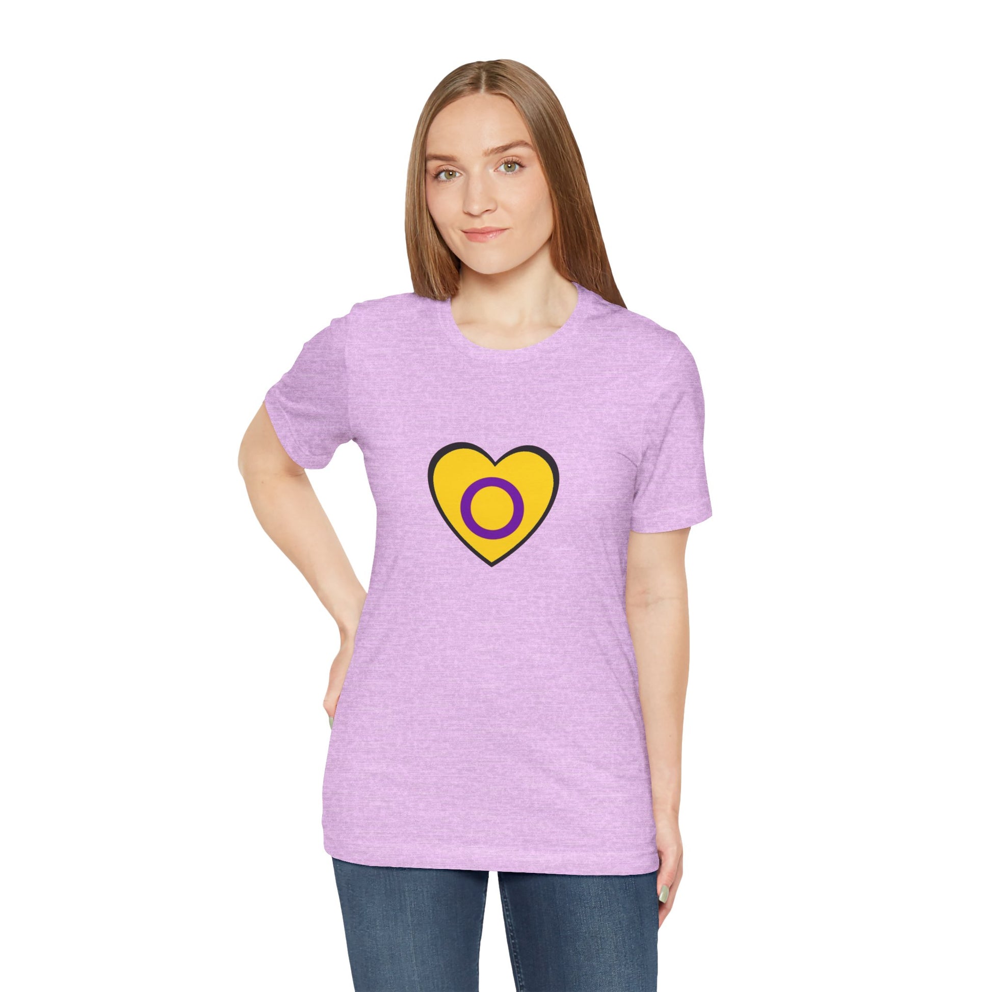 Intersex Pride Flag Heart T-Shirt – Minimalist LGBTQ+ Support Tee - WhimSpin - https://whimspin.com