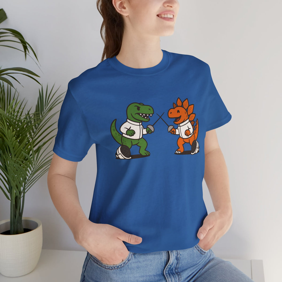 Dinosaur Fencing T-Shirt – T-Rex vs Stegosaurus Tee