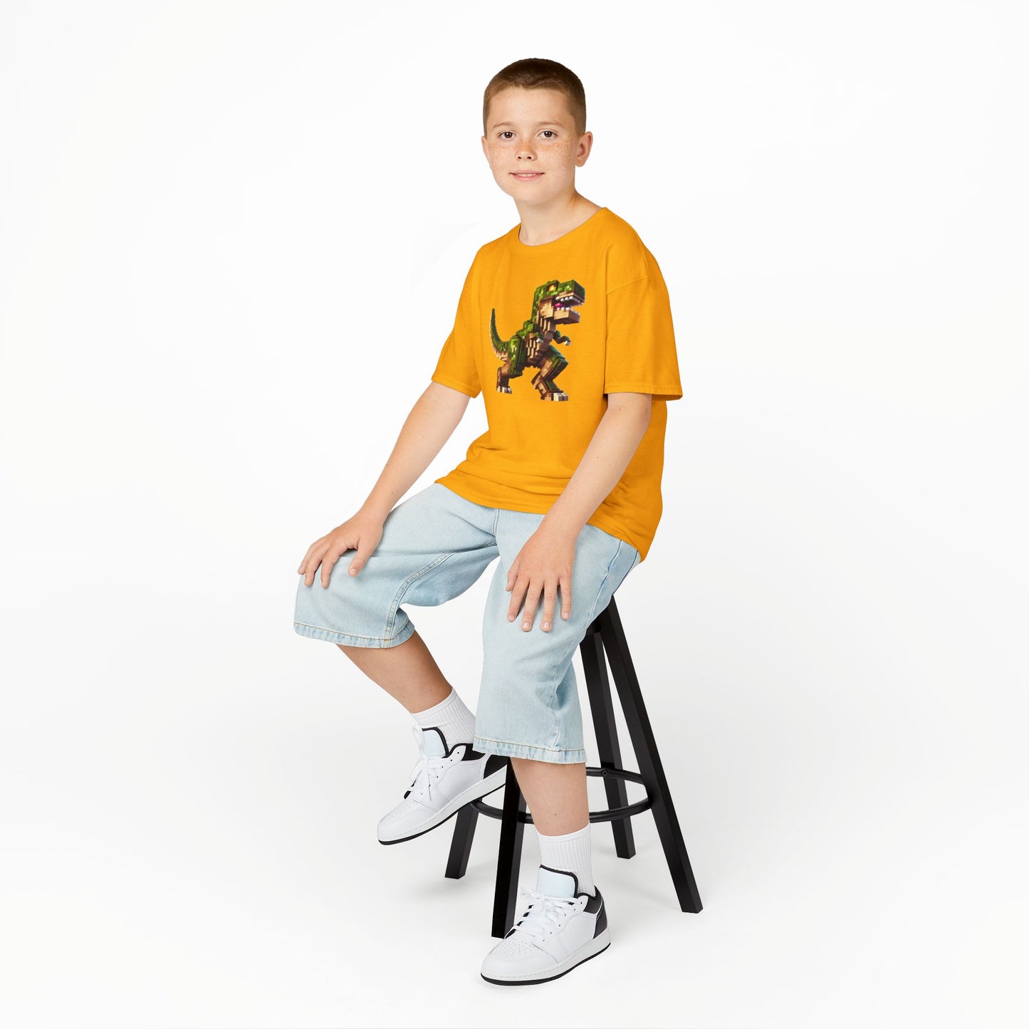 Pixel Dinosaur Kids T-Shirt – Retro Pixel T-Rex Gamer Tee