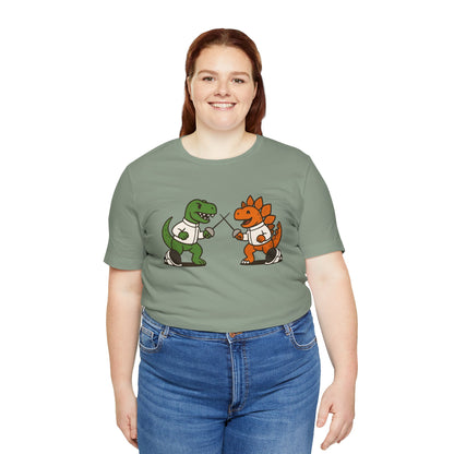 Dinosaur Fencing T-Shirt – T-Rex vs Stegosaurus Tee