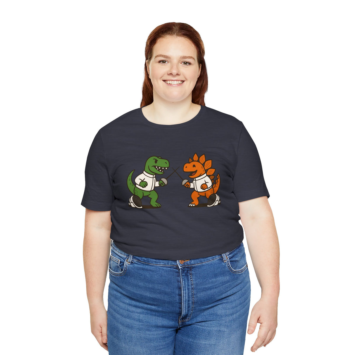 Dinosaur Fencing T-Shirt – T-Rex vs Stegosaurus Tee