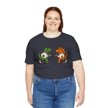 Dinosaur Fencing T-Shirt – T-Rex vs Stegosaurus Tee