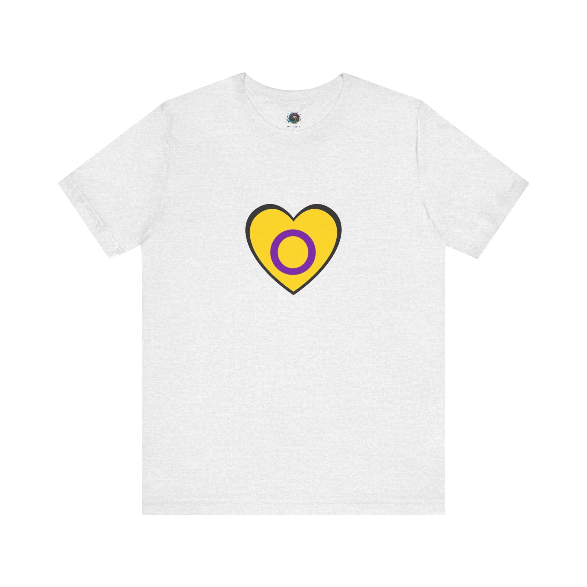 Intersex Pride Flag Heart T-Shirt – Minimalist LGBTQ+ Support Tee - WhimSpin - https://whimspin.com