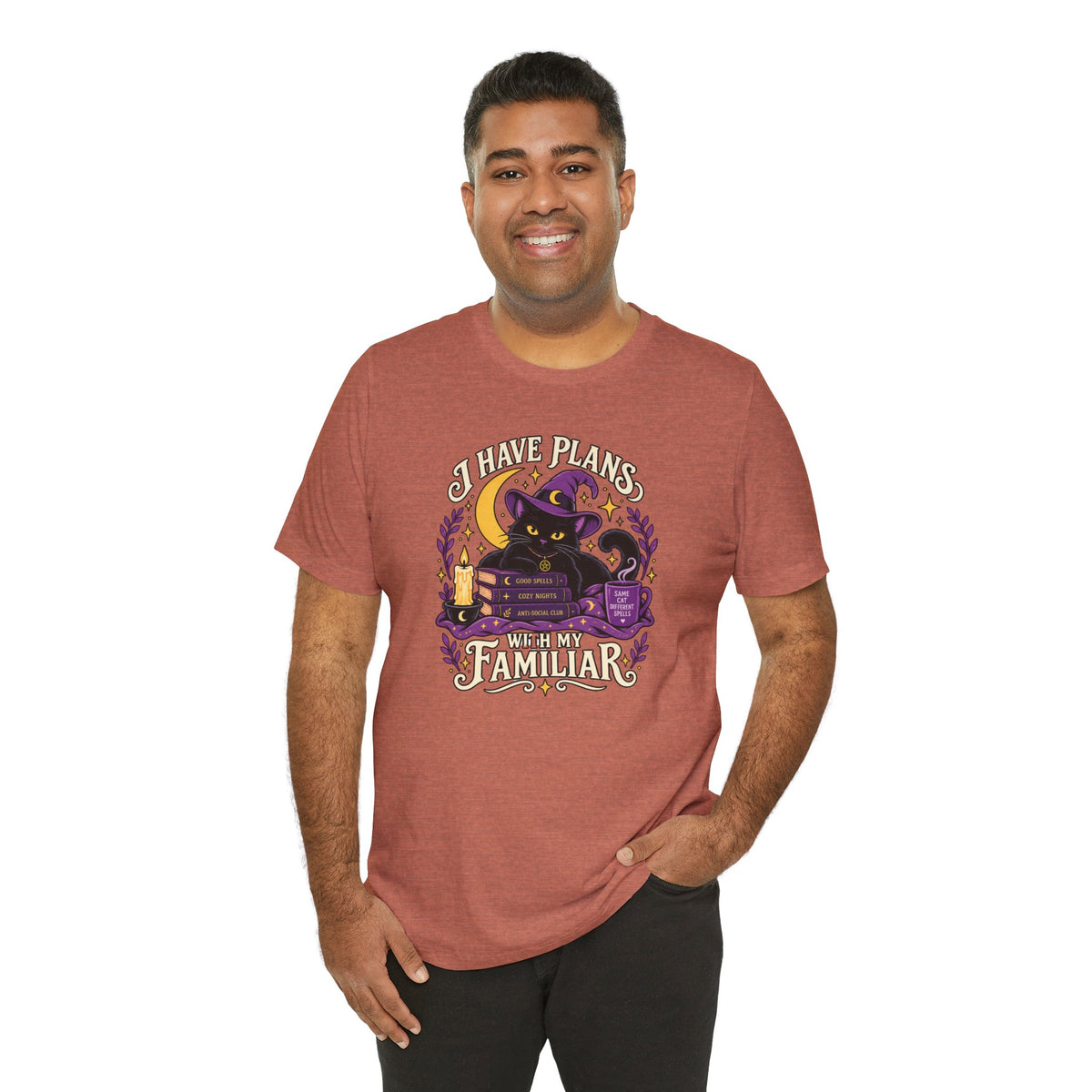 I Have Plans With My Familiar T-Shirt - Funny Witchy Introvert Cat Tee