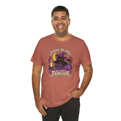 I Have Plans With My Familiar T-Shirt - Funny Witchy Introvert Cat Tee