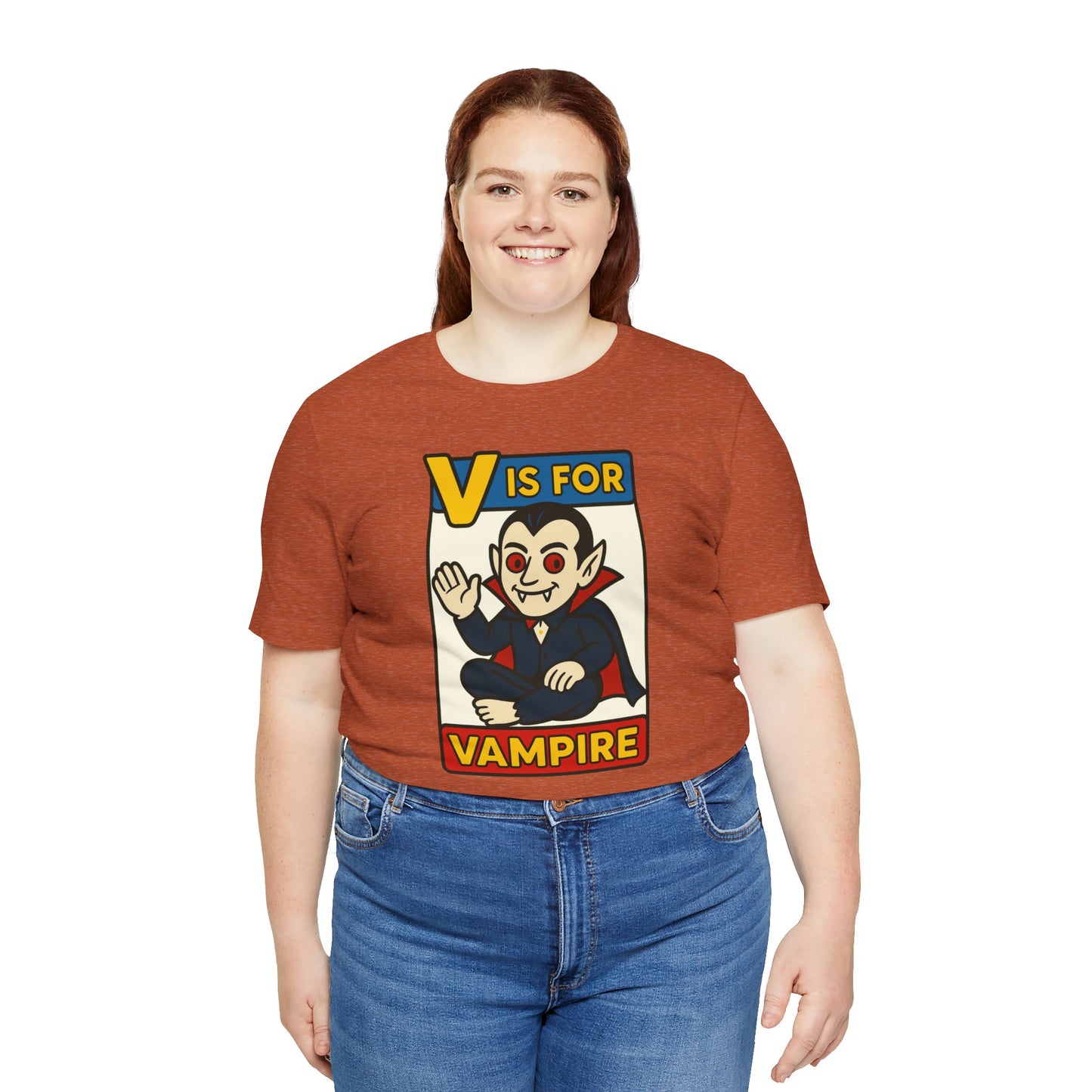 V is for Vampire T-Shirt – Funny Halloween Legend Alphabet Tee