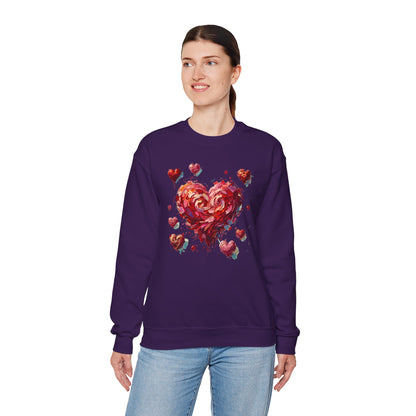 Impressionistic Heart Sweatshirt – Painterly Valentine's Day Art Pullover
