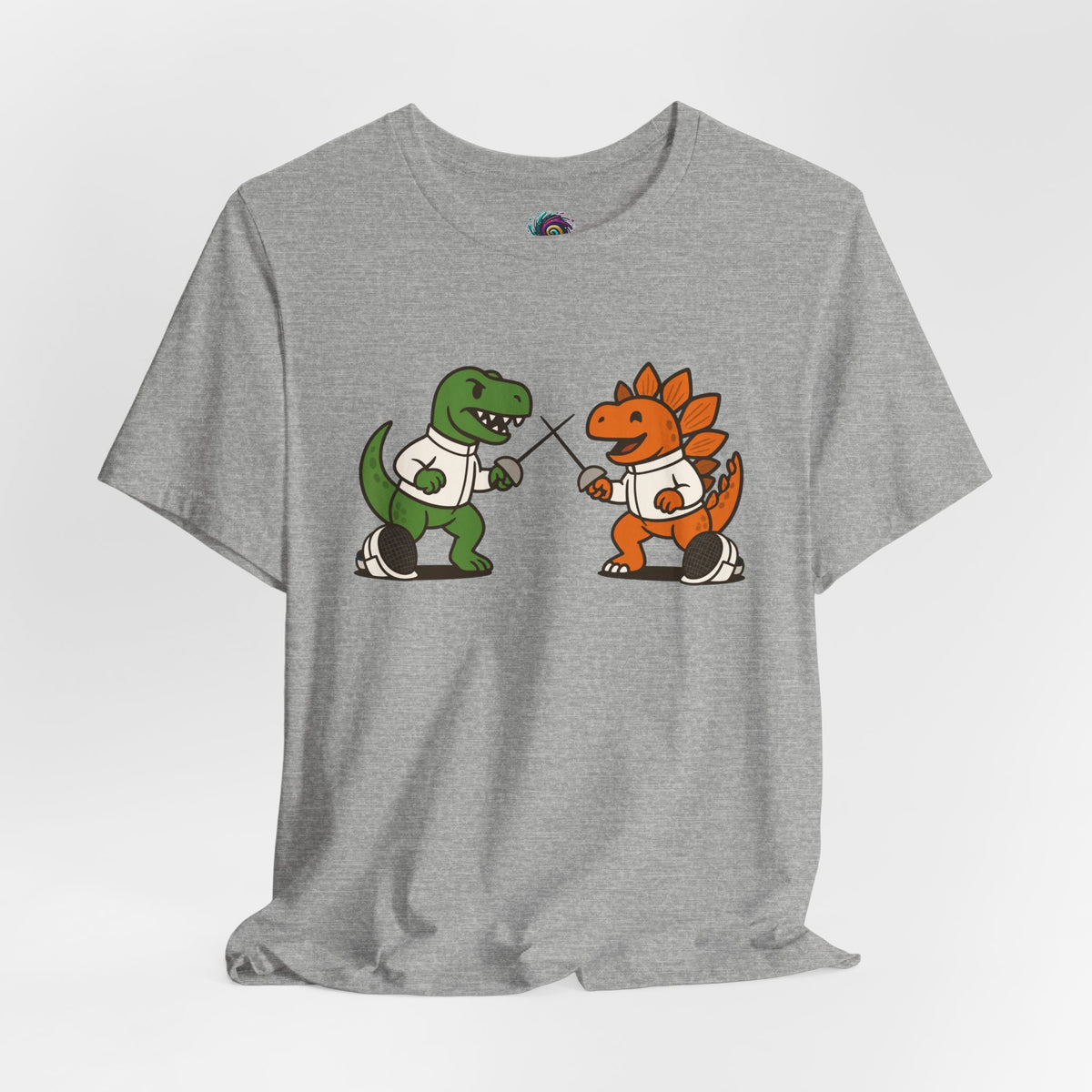 Dinosaur Fencing T-Shirt – T-Rex vs Stegosaurus Tee
