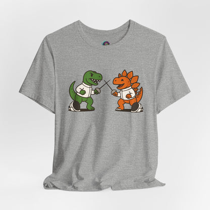Dinosaur Fencing T-Shirt – T-Rex vs Stegosaurus Tee