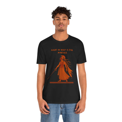 Right of Way Is for Mortals T-Shirt – Athena Fencing Tee for Myth & Sport Fans - WhimSpin - https://whimspin.com