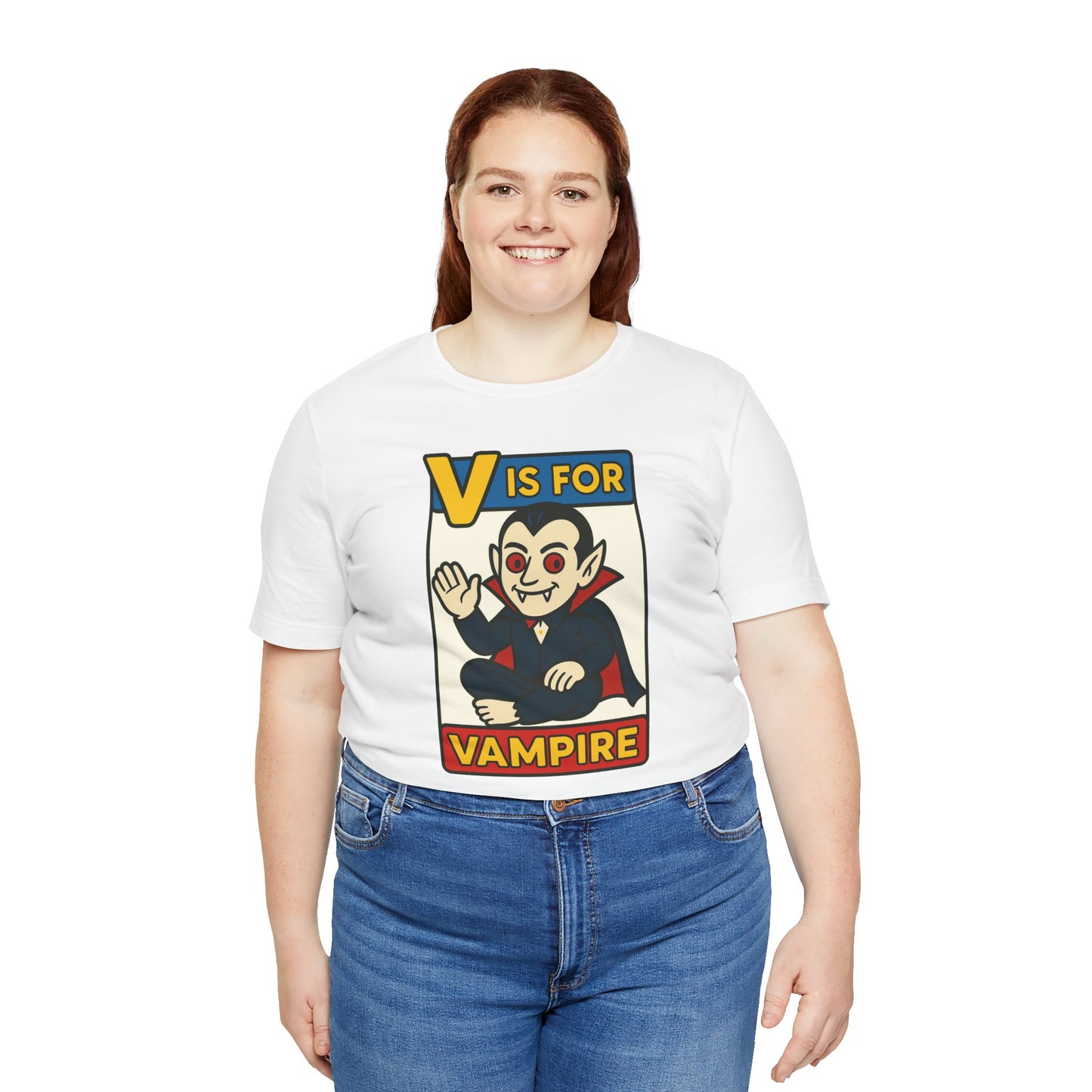 V is for Vampire T-Shirt – Funny Halloween Legend Alphabet Tee