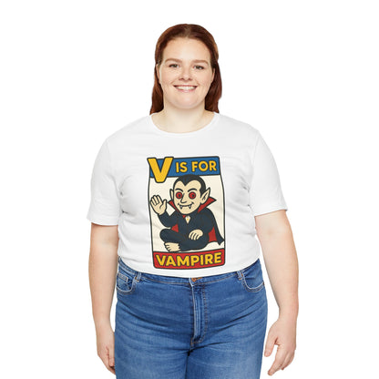 V is for Vampire T-Shirt – Funny Halloween Legend Alphabet Tee