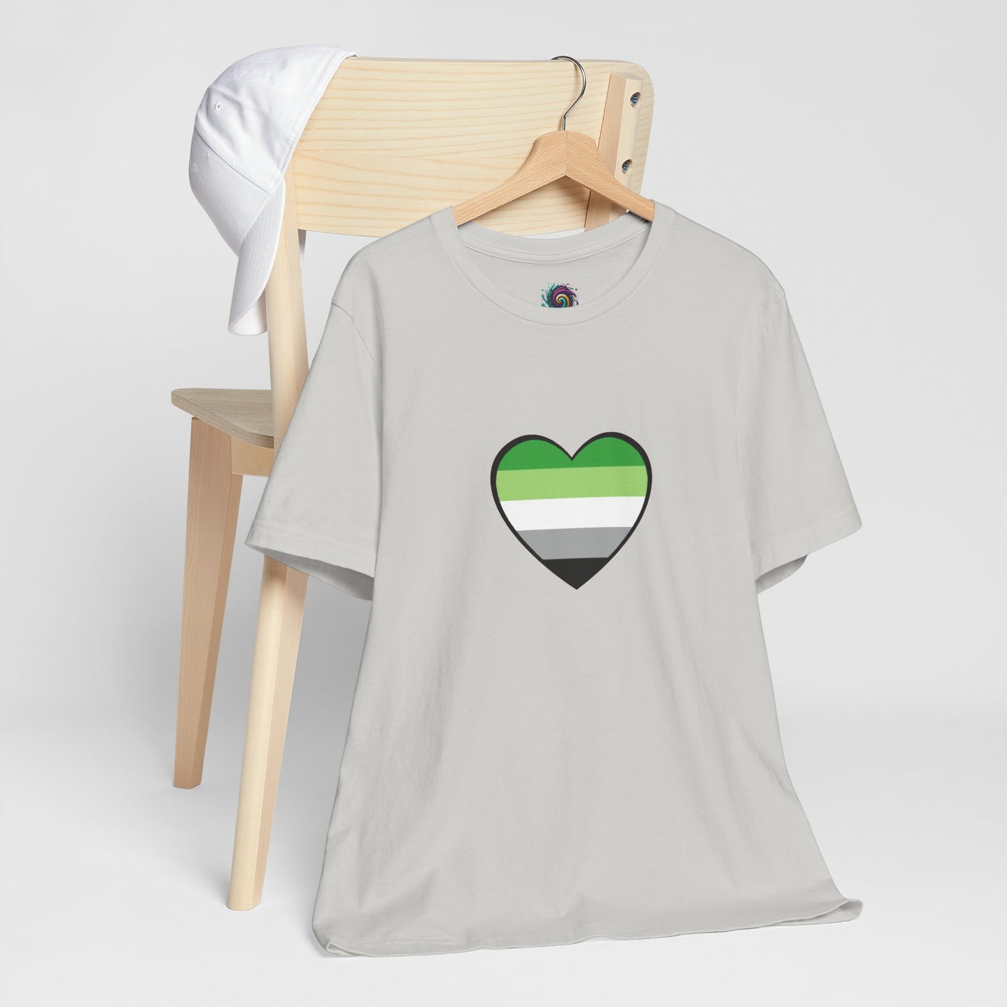 Aromantic Pride Heart T-Shirt – Minimalist Aro Flag LGBTQIA+ Tee