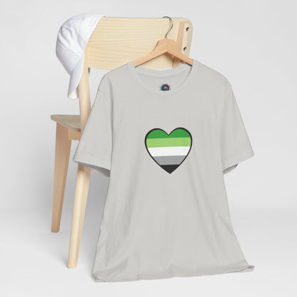 Aromantic Pride Heart T-Shirt – Minimalist Aro Flag LGBTQIA+ Tee