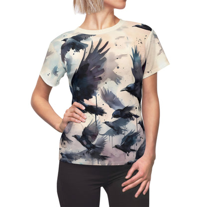 Gothic Crow T-Shirt – Women’s Watercolor Bird Tee