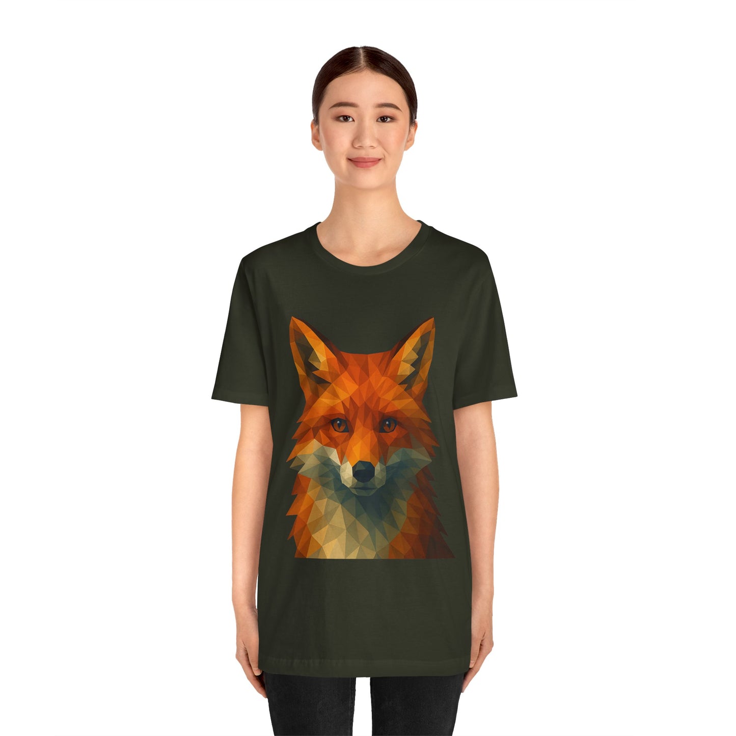 Geometric Fox T-Shirt – Polygon Animal Tee with Nature Vibes - WhimSpin - https://whimspin.com