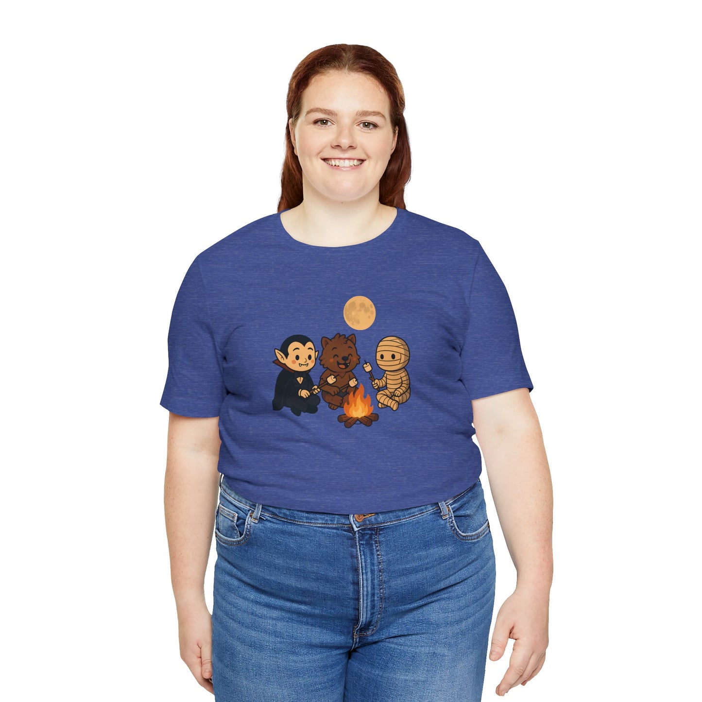 Halloween Monsters Campfire T-Shirt – Cute Monster Shirt with Roasting Marshmallows