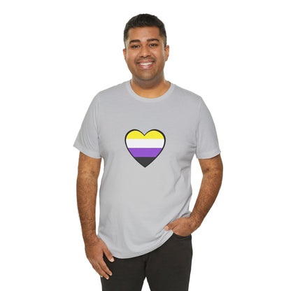 Nonbinary Pride Flag Heart T-Shirt – Unisex LGBTQ+ Graphic Tee