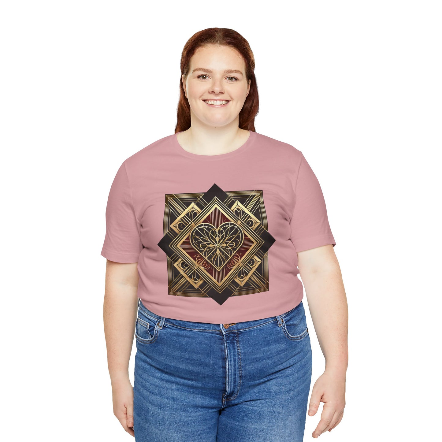 Art Deco Heart T-Shirt – Romantic Valentine's Day Graphic Tee