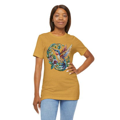 Stained Glass Hummingbird Tee – Vibrant Nature Shirt