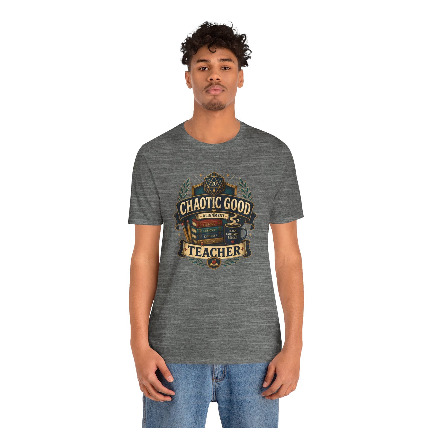 Chaotic Good Teacher T-Shirt – RPG Teacher Graphic Tee