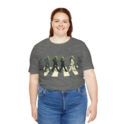 Cthulhu Crossing T-Shirt – Beatles Abbey Road Parody Tee | WhimSpin