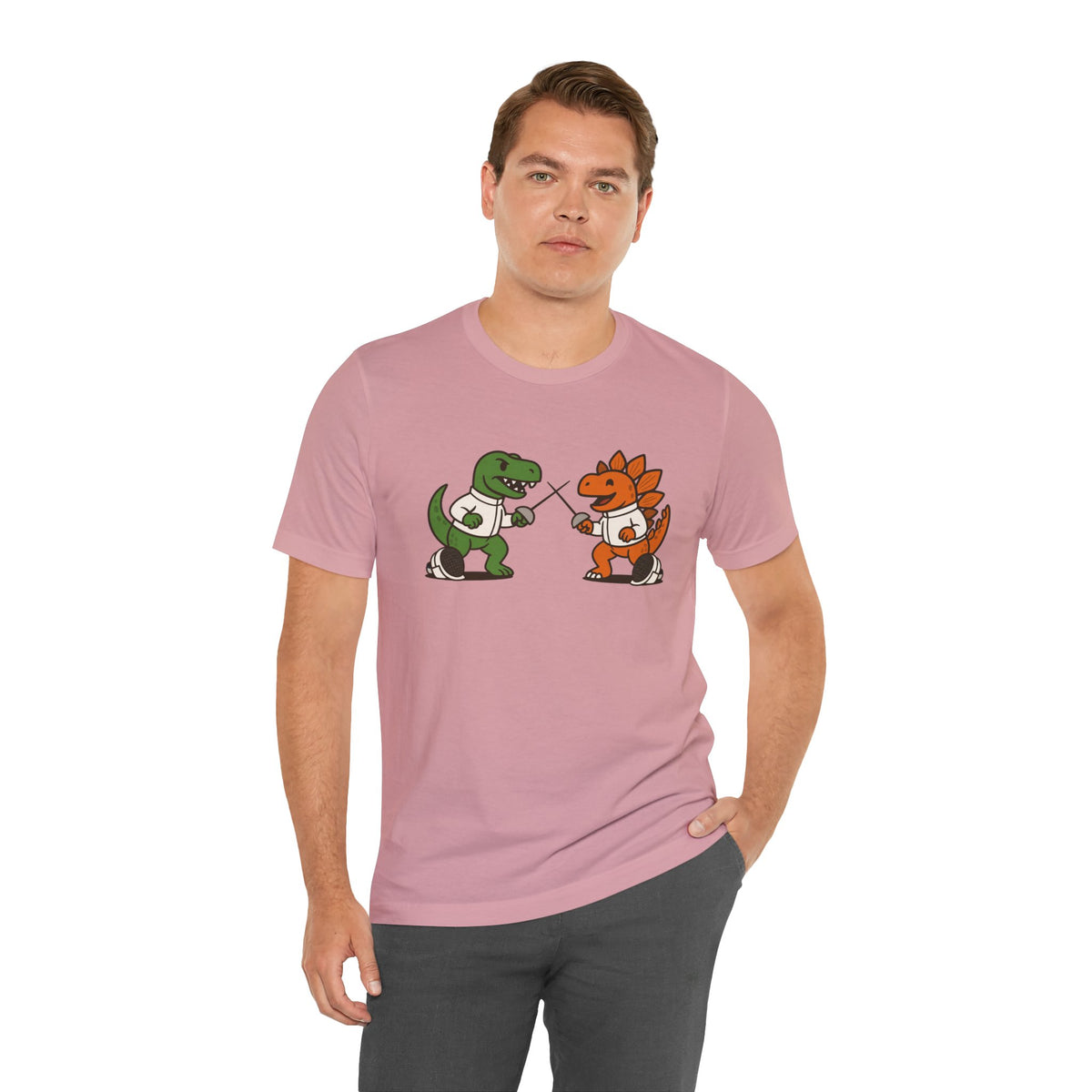 Dinosaur Fencing T-Shirt – T-Rex vs Stegosaurus Tee