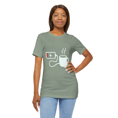 Low Battery Need Coffee Tee – Funny Caffeine Graphic T-Shirt