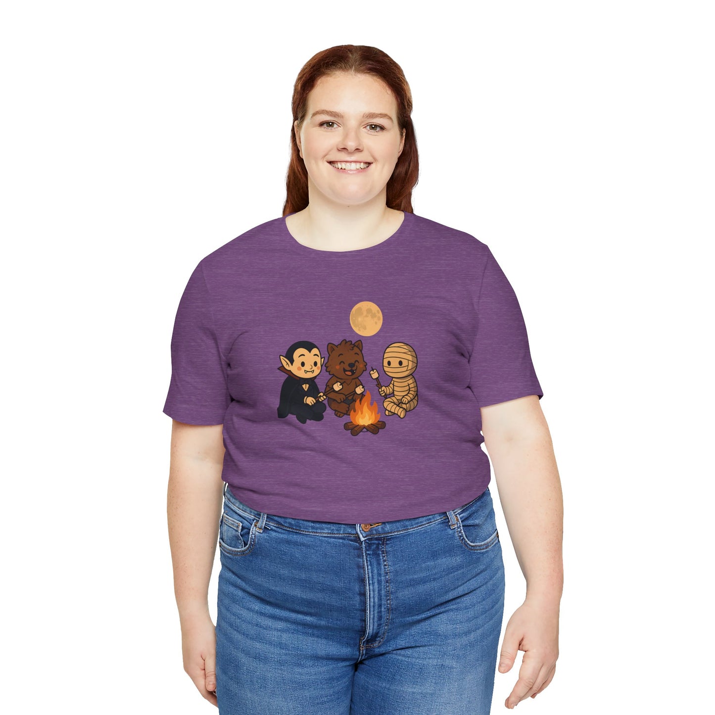 Halloween Monsters Campfire T-Shirt – Cute Monster Shirt with Roasting Marshmallows