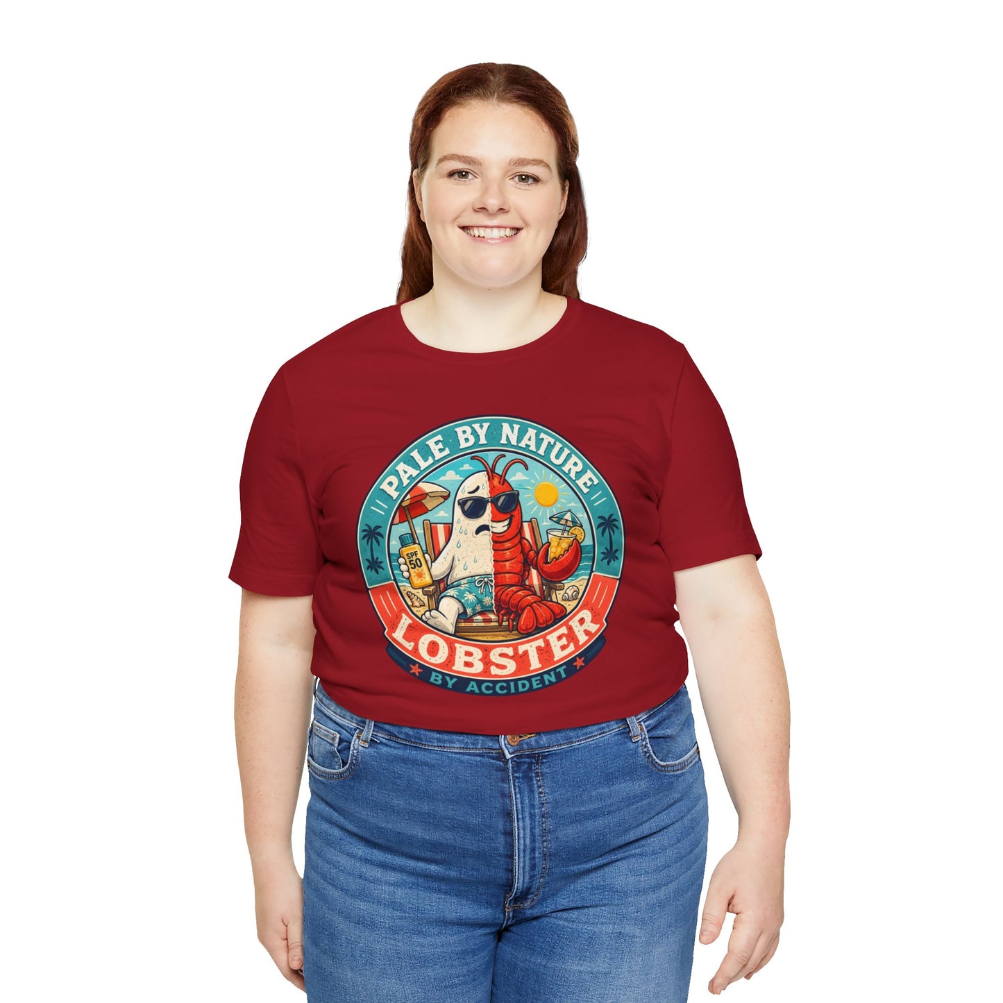 Pale by Nature Lobster by Accident T-Shirt – Funny Sunburn Summer Graphic Tee