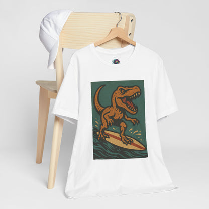 Surfing T-Rex T-Shirt – Funny Dinosaur Surfing Graphic Tee