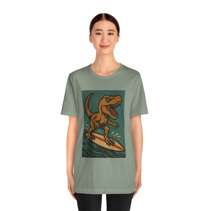 Surfing T-Rex T-Shirt – Funny Dinosaur Surfing Graphic Tee