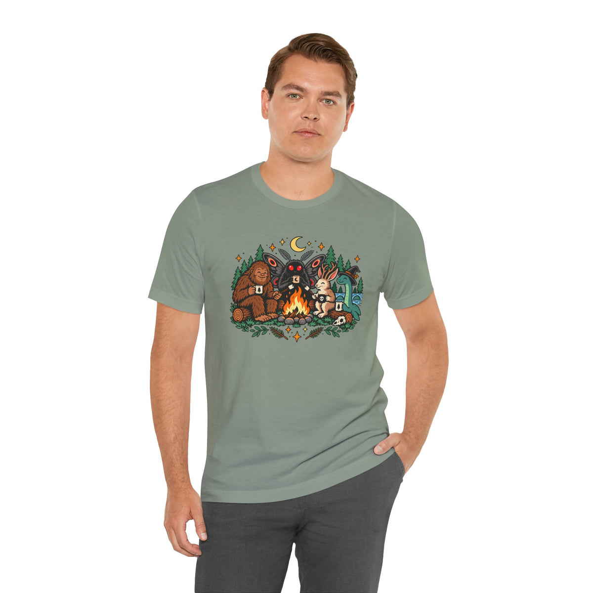 Cryptid Campfire T-Shirt – Bigfoot, Mothman & Nessie Tee