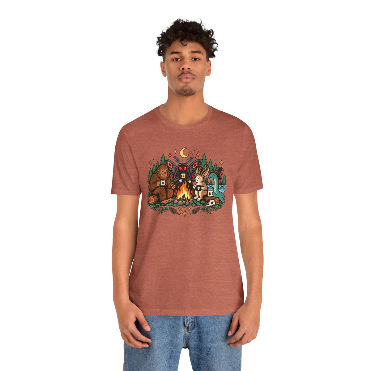 Cryptid Campfire T-Shirt – Bigfoot, Mothman & Nessie Tee