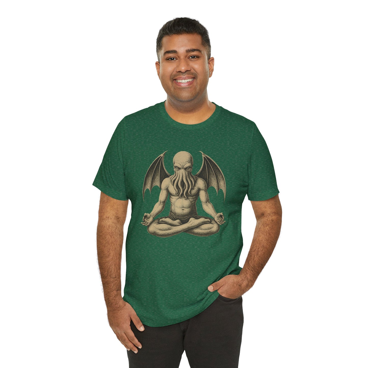 Meditating Cthulhu Shirt – Unisex Mythos Tee for Sci-Fi & Festival Fans