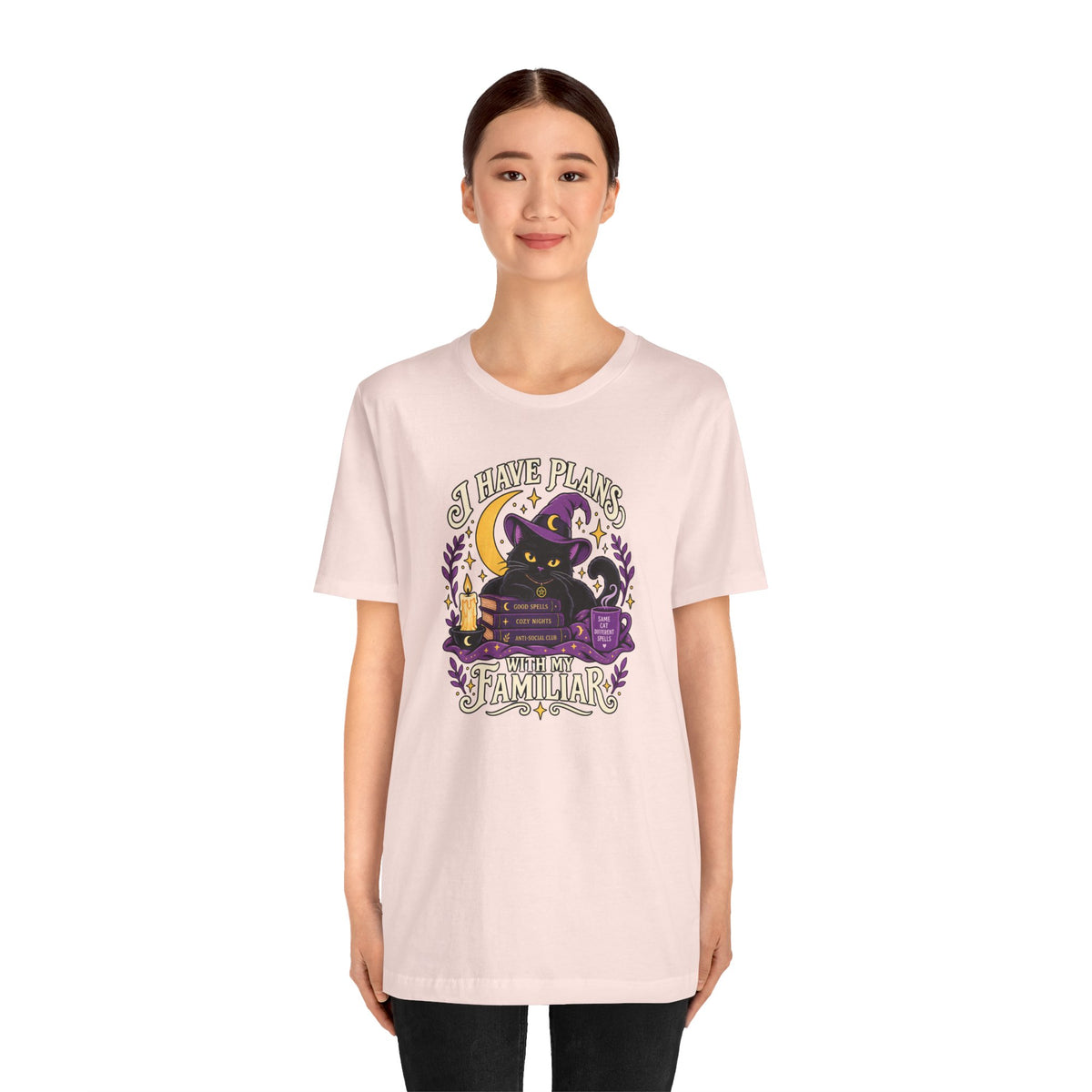 I Have Plans With My Familiar T-Shirt - Funny Witchy Introvert Cat Tee